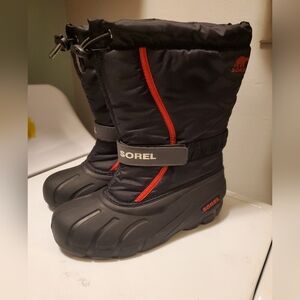 Sorel Kids Black and Red Winter Boots